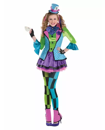 Flerfarget Mad Hatter-kostyme for tenåringer