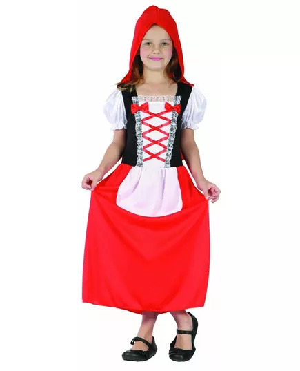 Langt Rødhette-kostyme til jenter, Størrelse: 4–6 år (110–120 cm)