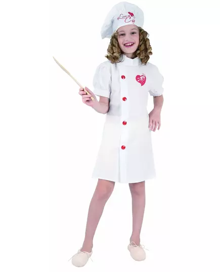 Kokkekostyme til jenter, Størrelse: 4–6 år 110–120 cm)