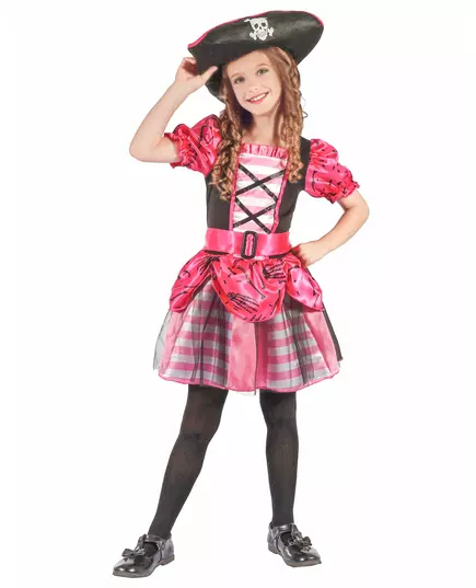 Rosa piratkostyme til jenter, Størrelse: 3–4 år (92–104 cm)