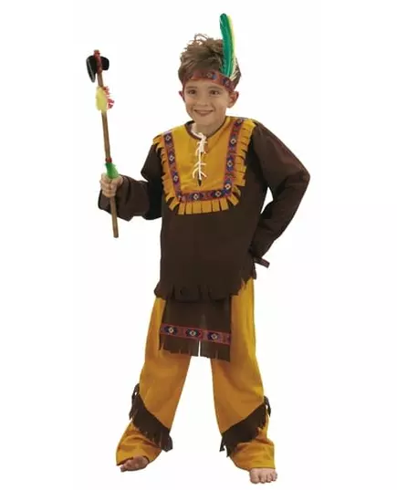 Brunt og okerfarget indisk kostyme for gutter, Størrelse: 4–6 år (110–120 cm)