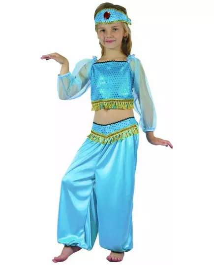 Blue oriental dancer costume for girls, Size: 4-6 years (110-120 cm)
