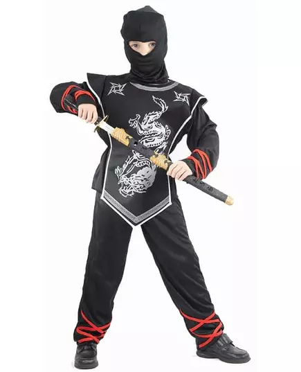 Sølv drage ninja-kostyme til gutter, Størrelse: 4–6 år (110–120 cm)