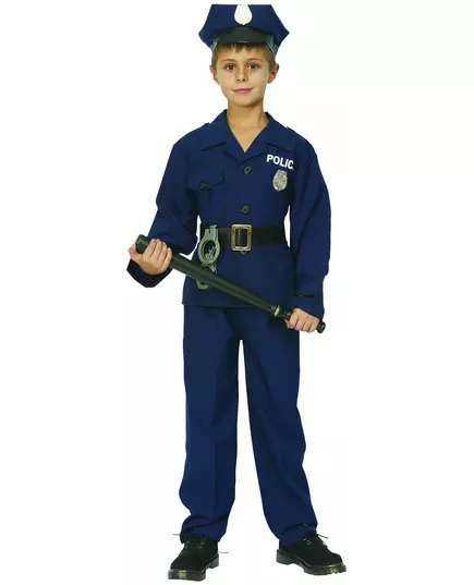 Deluxe police costume for boys, Size: 7-9 years (120-130 cm)