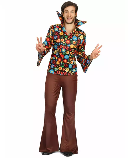 Hippiekostyme for menn, Størrelse: Medium
