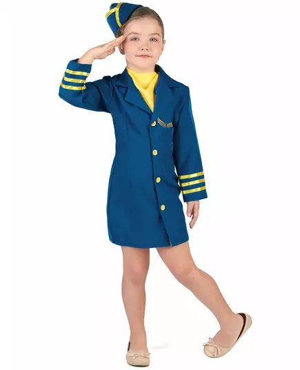 Jentekostyme til flyvertinne, Størrelse: 3–4 år (92–104 cm)