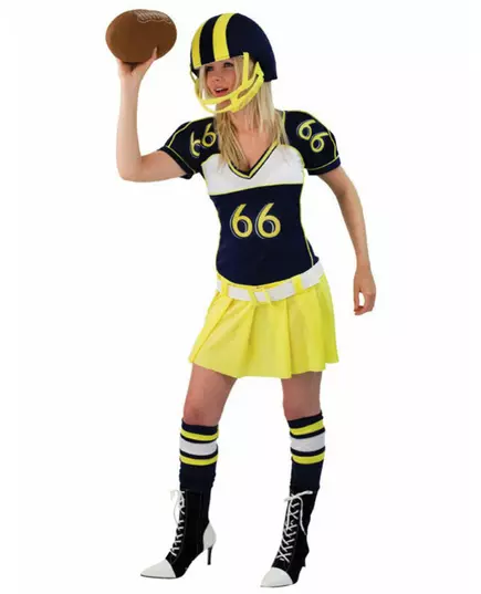 Yellow American football player costume for women, Size: Large