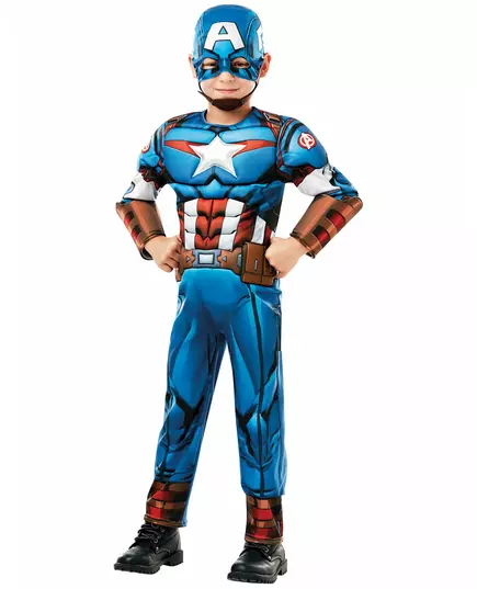 Deluxe Captain America animated series costume for boys, Size: 3-4 years (90 to 104 cm)