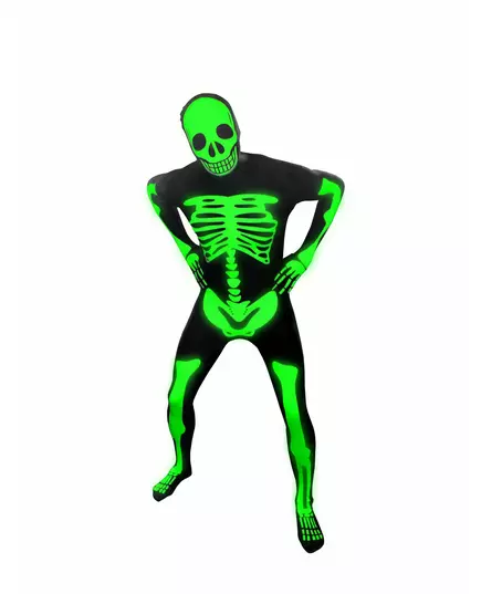 Morphsuits Halloween-skjelettkostyme som lyser i mørket til barn