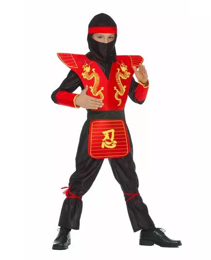 Ninjakostyme med dragemønster til gutter, Størrelse: 3–5 år (110 cm)