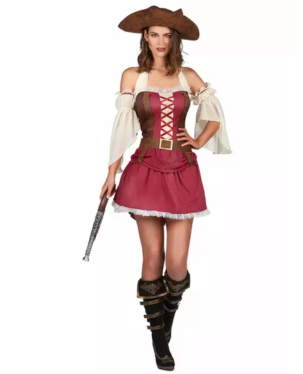 Sexy burgundy pirate costume for women, Size: Small