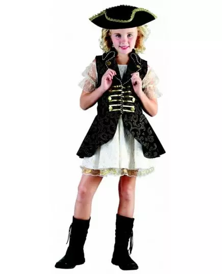 Mørkeblått piratkostyme til jenter, Størrelse: 4–6 år (110–120 cm)