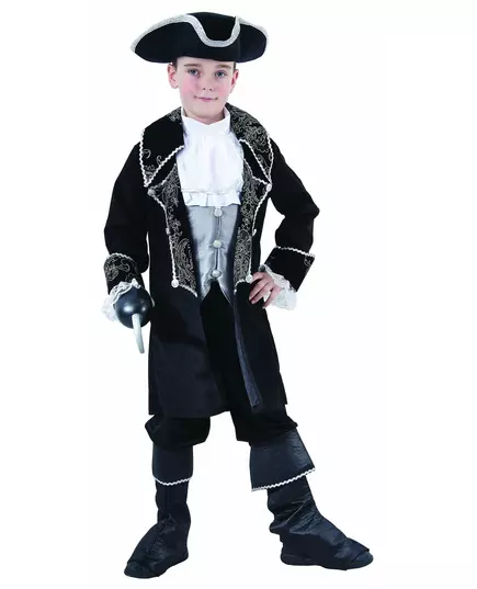 Grått og svart piratkostyme til gutter, Størrelse: 4–6 år 110–120 cm)