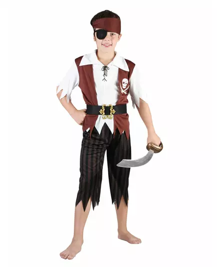 Svart og hvitt piratkostyme til gutter, Størrelse: 4–6 år (110–120 cm)