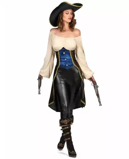 Brown pirate costume for women, Size: Small
