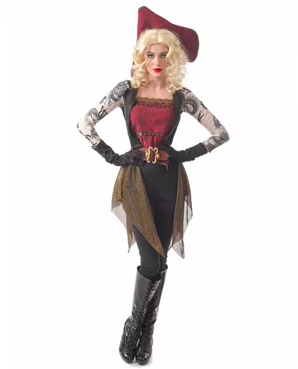 Tattooed pirate costume for women, Size: L