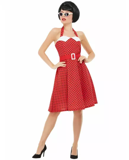 Women's red 50s rockabilly costume, Size: Small