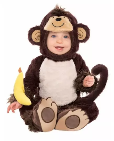 Children's monkey costume with banana rattle