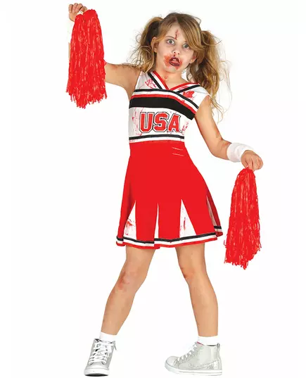 Halloween girl's zombie cheerleader costume, Size: 9 years (125-135 cm)