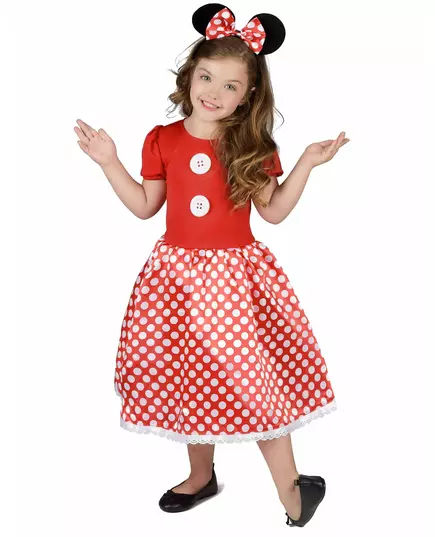 White polka dot mouse costume for girls, Size: 3-4 years (XS)