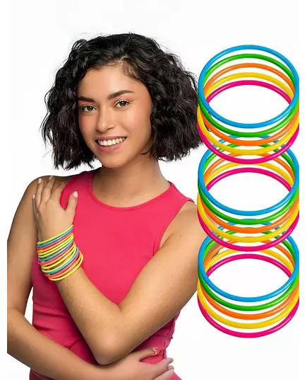15 fluorescerende flerfargede armbånd