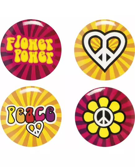 4 Hippie Flower Power-nåler