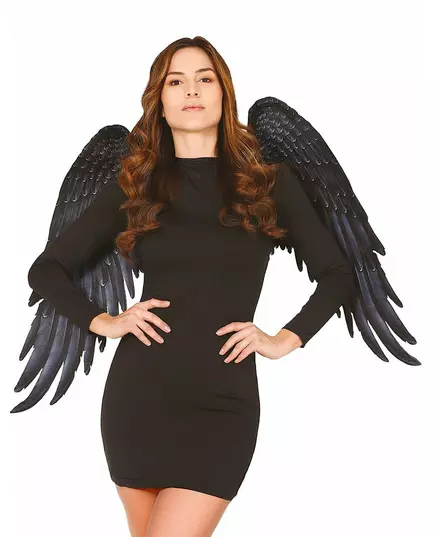 Adult Black Fabric Gothic Angel Wings