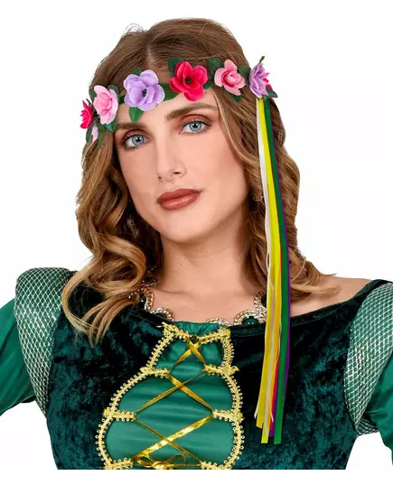 Flerfarget blomsterhårring til hippiefe-alv