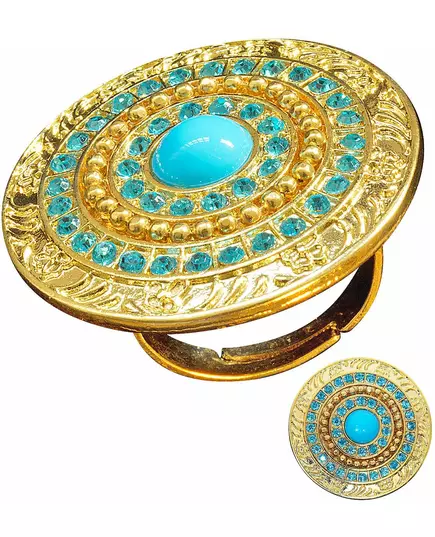 Women's gold ring with blue stones