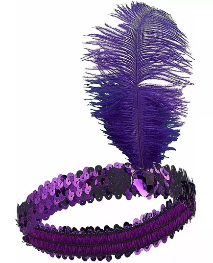 Women's purple sequin and feather Charleston headband