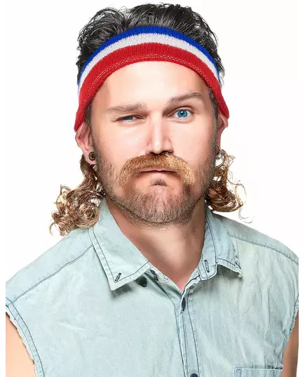 Adult Blue, White and Red Mullet Headband