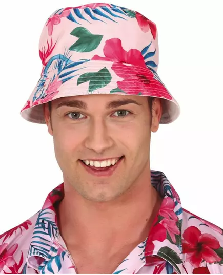 Voksen bob med hawaiisk blomster- og flamingotrykk