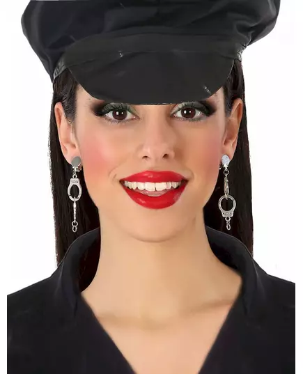 Adult police handcuff clip-on earrings