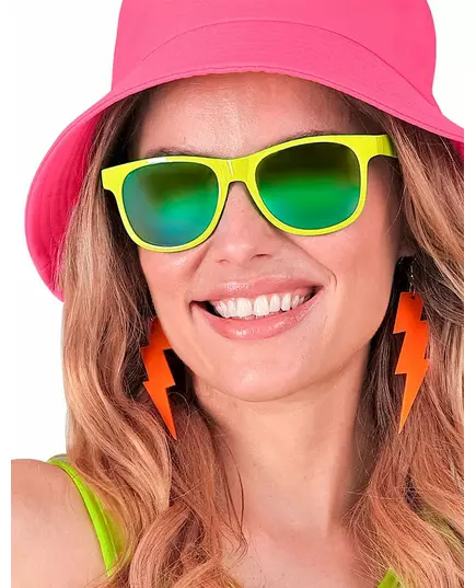 Neon orange lightning bolt earrings