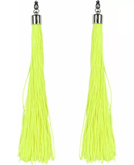 Adult neon yellow fringe earrings