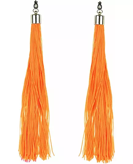 Adult neon orange fringe earrings