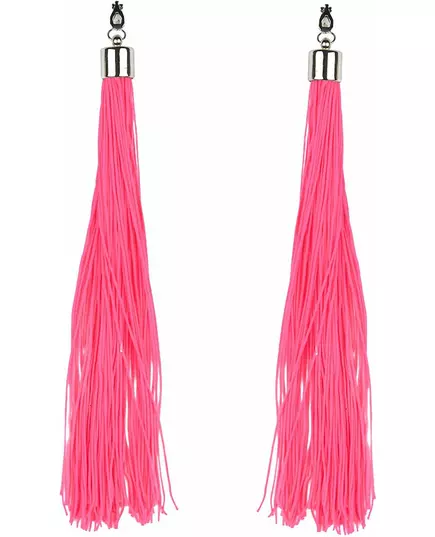 Adult neon pink fringe earrings