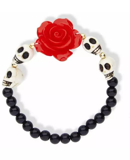 Armbånd med skjelett og rød rose for voksne