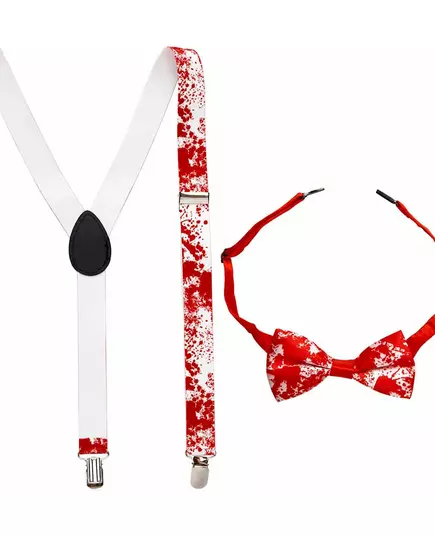Bloody Adult Halloween Suspenders and Bow Tie