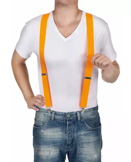 Adult fluorescent orange suspenders