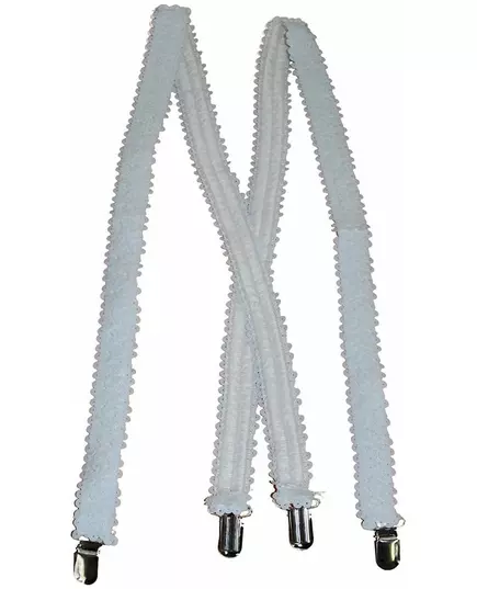 Adult white sequin suspenders