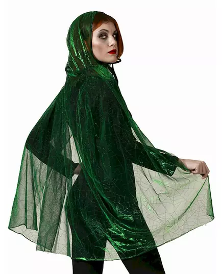 Adult Green Spider Web Hooded Cape