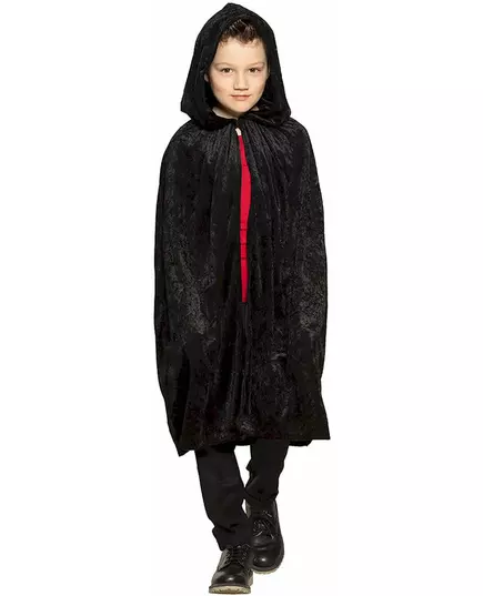 Barnekappe i svart fløyel, 115 cm