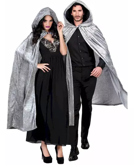 Grey velvet-look cape 170 cm adult Halloween
