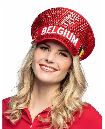 Voksenbelgisupportercaps med strass