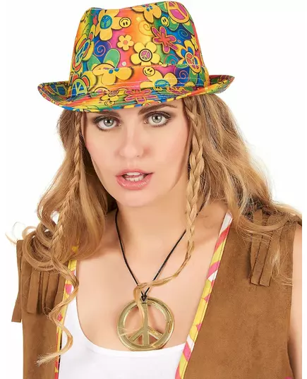 Blomsterhippie-borsalinohatt for voksne