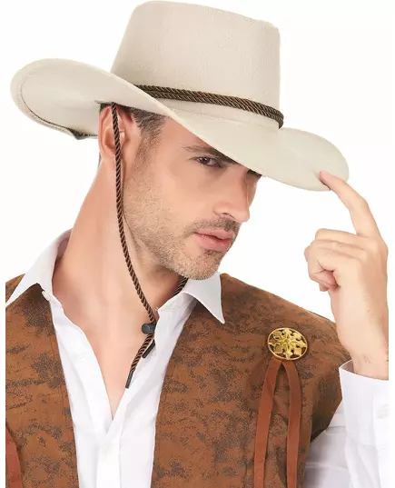 Luxury beige suede cowboy hat for adults
