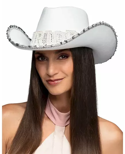 Voksenbrud cowboyhatt med rhinestones