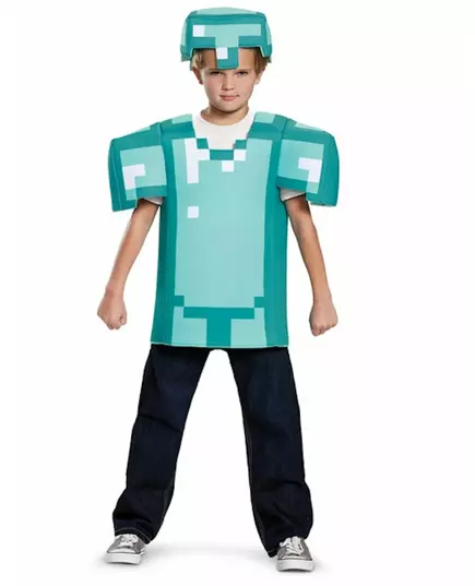 Minecraft-rustningskostyme til barn, Størrelse: 7–8 år (124–136 cm)