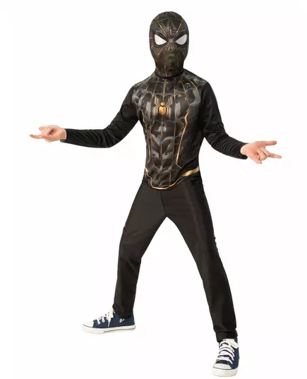 Klassisk Spiderman No Way Home svart og gull barnekostyme, Størrelse: 5–6 år(110–116 cm)